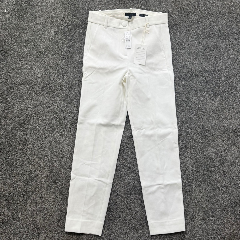 J.Crew High-Rise Cameron Pant Ivory White Slim Leg Trousers H6573 Size 0 NWT